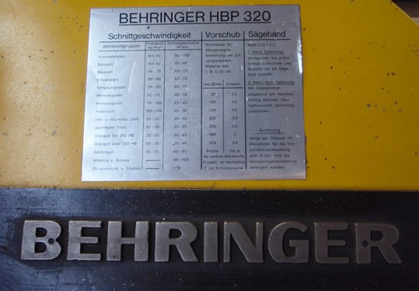 Behringer HBP 320 A Zaagmachine